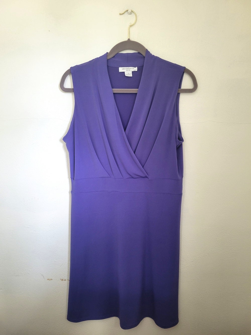 Liz Claiborne Large Petite Dark Lavender Faux Wrap Dress